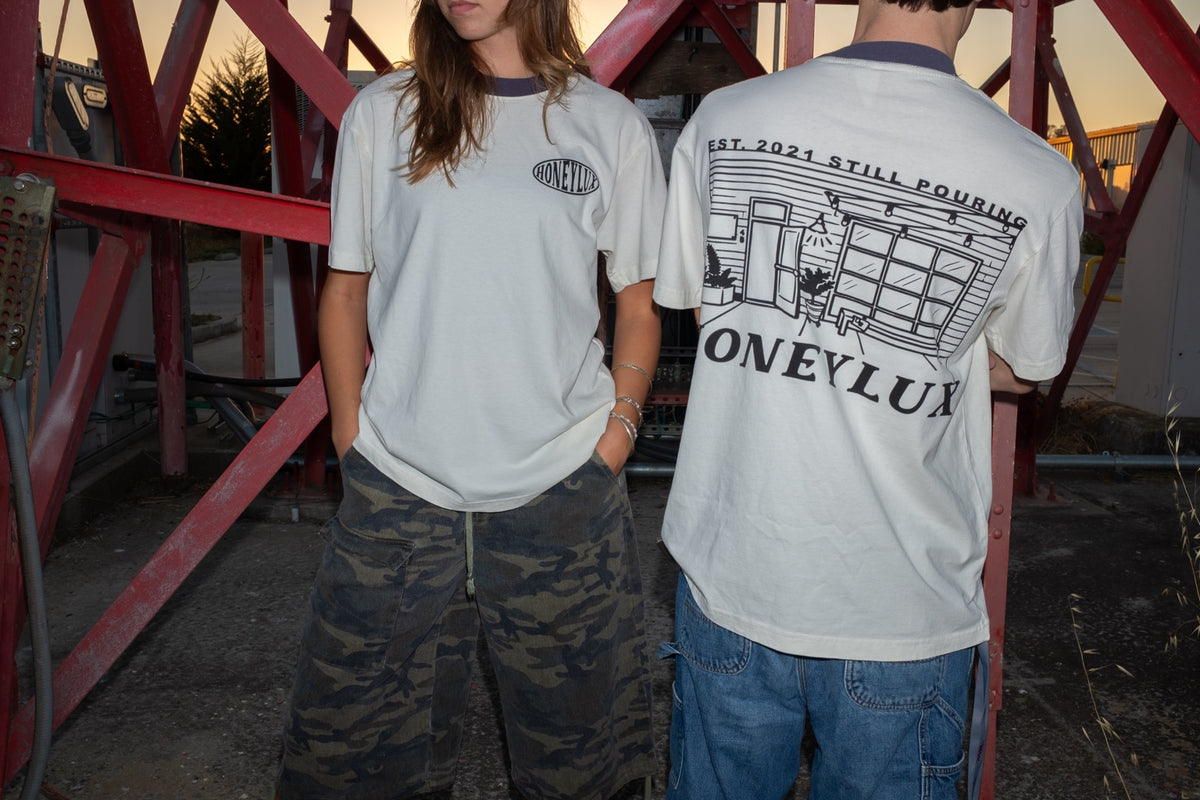 Honeylux anniversary T-shirts, front and back